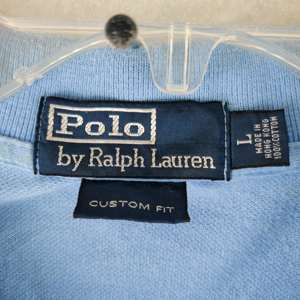Ralph Lauren Polo Mens Large Custom Fit Golf Rugby Polo Blue Size L‎